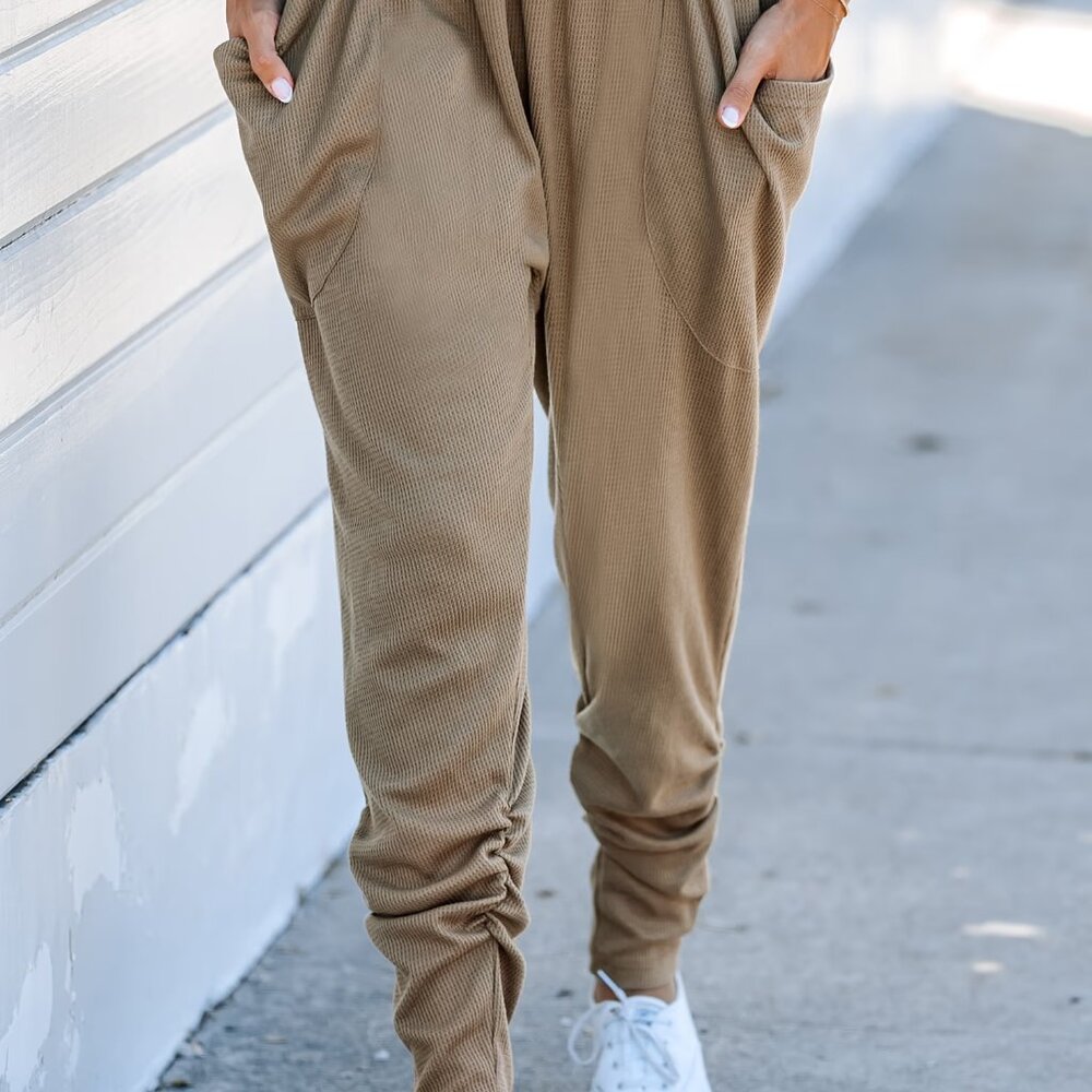 CUPSHE Waffle Knit Boho High Waist Scrunch Leg Pants SIZE Medium NWOT - Picture 4 of 4